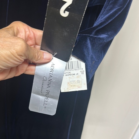 Adrianna Papell Royal Blue Square Neck Long Sleeve Gown with Jacket - Picture 4 of 15